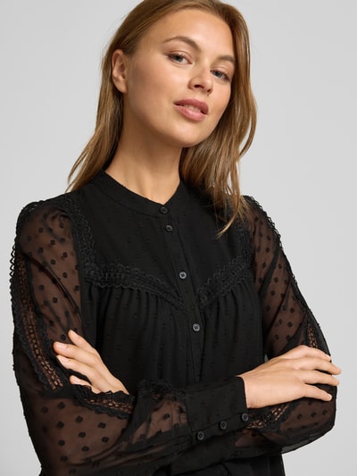 Vero Moda Regular fit chiffon blouse met dobbystructuur, model 'LEAH ANNIKA' Zwart - 3