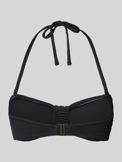 Produktfoto, Bikini-Oberteil in Bandeau-Form mit Strukturmuster von Jake*s Casual, Material-Mix mit Stretch-Anteil, schwarz, körpernahe Passform