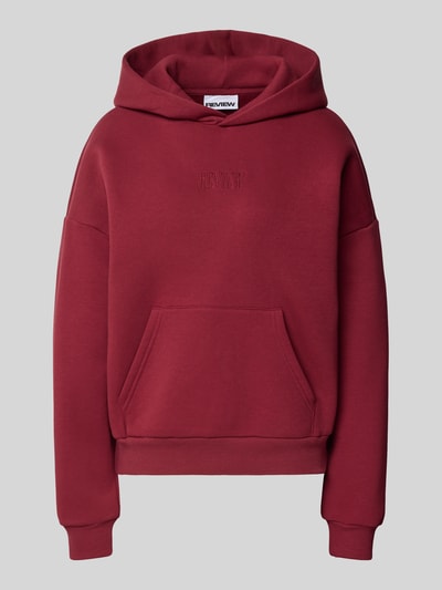 Review Hoodie met labelstitching Bordeaux - 2