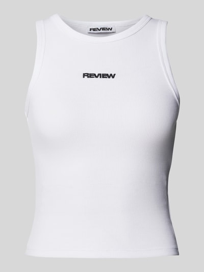 Review Tanktop mit gerippten Abschlüssen Weiss 2