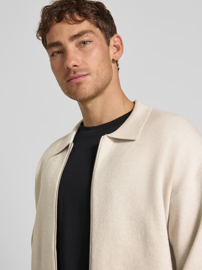 Jack & Jones Premium Strickjacke mit Zweiwege-Reißverschluss Modell 'BRADFORT' Offwhite Melange 3