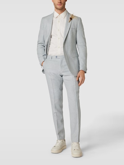 CG – CLUB of GENTS Slim Fit 2-Knopf-Sakko mit Hahnentrittmuster Modell 'Paul' Hellblau 1