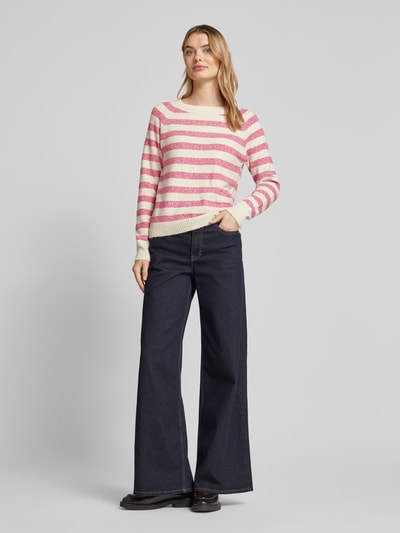 Vero Moda Weicher Langarm Pullover mit Rundhalsausschnitt Modell 'DOFFY' Pink Melange 1