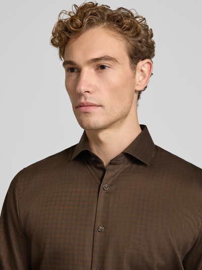 OLYMP No. Six Super Slim Fit Businesshemd aus Baumwoll-Mix Mittelbraun 3