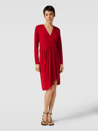 Lauren Ralph Lauren Knielange jurk met V-hals en tailleband Rood - 1