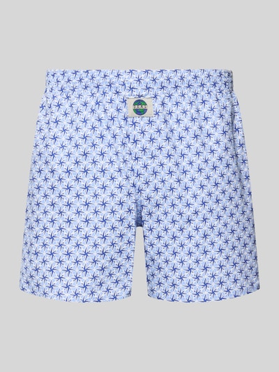 Productfoto, blauwe en witte Boxershorts uit pure katoen model 'Stern' van Deal met elastische tailleband en label-patch, fijne katoenstructuur.