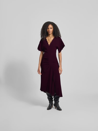 Victoria Beckham Midikleid aus Viskose-Mix Bordeaux 4