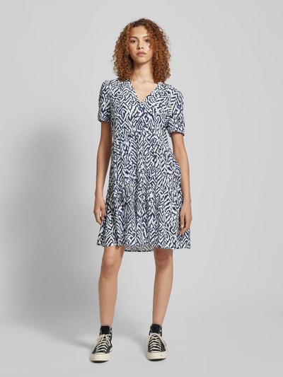 Only Knielange jurk met all-over print, model 'NOVA LIFE' Jeansblauw - 1