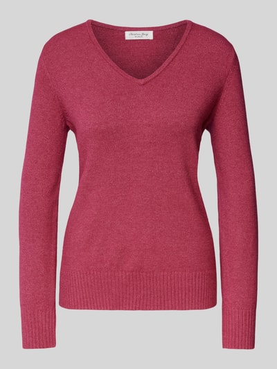 Christian Berg Woman Regular Fit Strickpullover mit V-Ausschnitt Fuchsia Melange 2