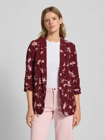 Pieces Regular Fit Blazer mit 3/4-Arm Modell 'BOSELLA' Dunkelrot Melange 4