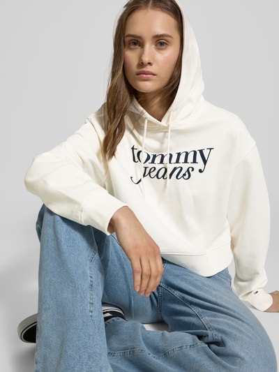 Tommy Jeans Cropped Hoodie mit Label-Print Offwhite 3