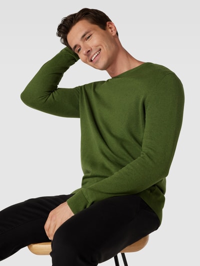 Tom Tailor Gebreide pullover met labelstitching, model 'BASIC' Grasgroen - 3