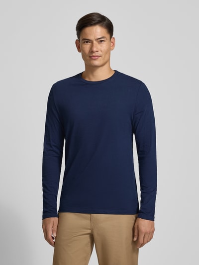 Christian Berg Men Shirt met lange mouwen en geribde ronde hals Marineblauw - 4