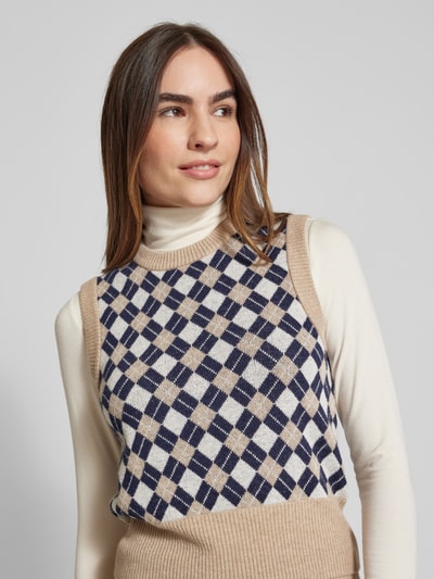 Gant Pullunder mit Rundhalsausschnitt Modell 'ARGYLE' Hellbraun 3