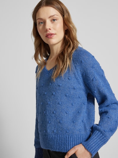 Vila Gebreide pullover met extra brede schouders, model 'TULI' Blauw - 3