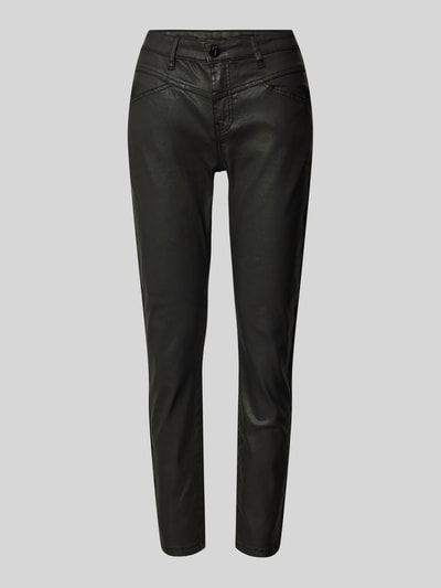 OPUS Slim fit broek in leerlook, model 'Evita remix' Zwart - 2