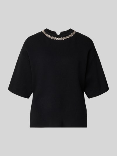 ICHI Strickshirt mit Ziersteinbesatz Modell 'DORISE' Black 2