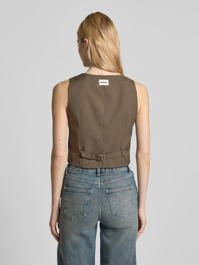 Karo Kauer Kort gilet met V-hals Olijfgroen - 5