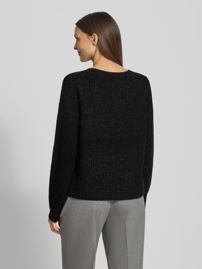 comma Oversized gebreide pullover met ribboorden Zwart - 5