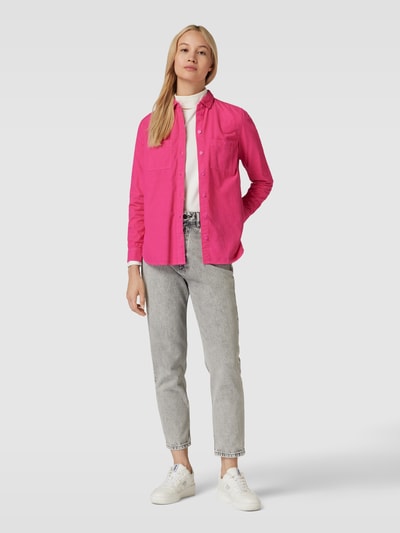 Montego Overhemdblouse in ribcordlook met borstzakken Fuchsia - 1