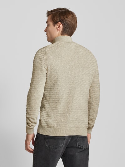 s.Oliver RED LABEL Regular Fit Pullover aus reiner Baumwolle mit Strukturmuster Sand 5