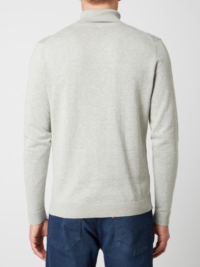 SELECTED HOMME Rollkragenpullover mit Seide-Anteil Hellgrau Melange 5