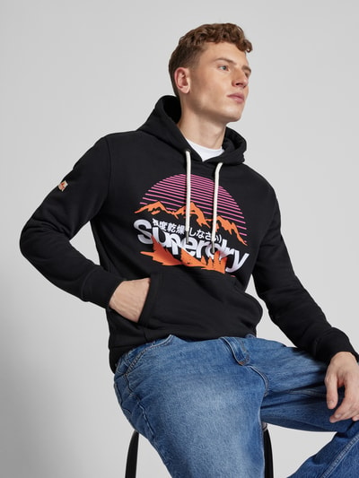 Superdry Bluza z kapturem i nadrukiem z logo model ‘GREAT OUTDOORS’ Antracytowy melanż 3