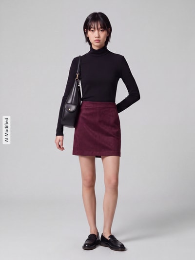 VERO MODA Uitlopende mini-rok van puur katoen model 'DONNADINA' Donkerrood - 1