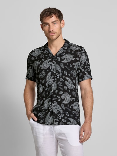 Lindbergh Relaxed fit vrijetijdsoverhemd met reverskraag Zwart - 4