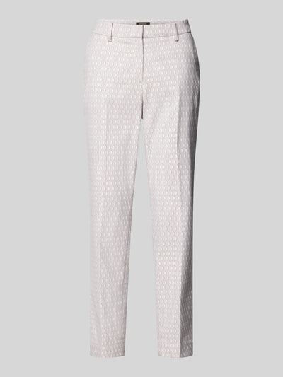 More & More Slim fit stoffen broek met all-over motief Beige - 2