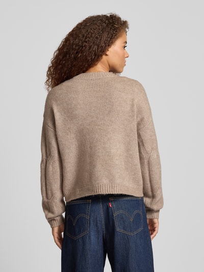 Pieces Relaxed Fit Strickpullover mit Woll-Anteil Modell 'JENNA' Beige 5