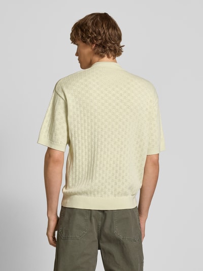 BLKVIS Relaxed Fit Poloshirt mit Pointelle-Muster Hellgruen 5