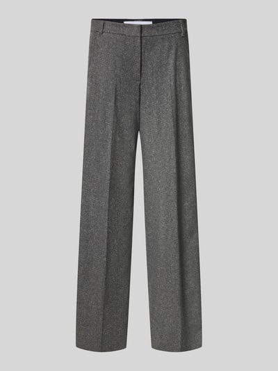 Produktfoto, Straight Fit Hose aus Schurwoll-Mix mit Seiden-Anteil von Marella in Grau mit Bügelfalten, glatte Textur, Vorderansicht, Damen Hose