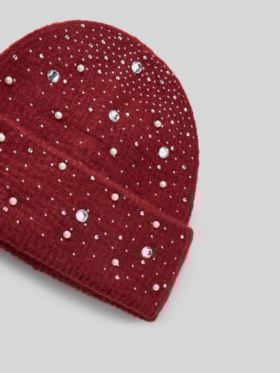 ICHI Gebreide muts met siersteentjes, model 'IAMACY HO' Rood - 2