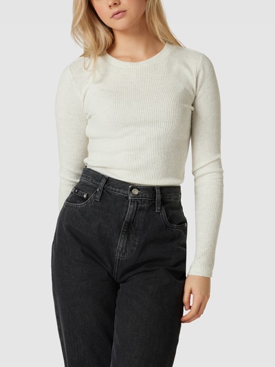 QS by s.Oliver Shirt met lange mouwen in riblook Offwhite - 4