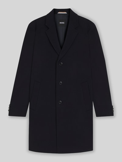 BOSS Płaszcz wełniany o kroju slim fit z kołnierzem z połami model ‘HYDE’ Granatowy 2