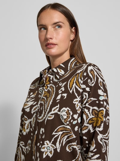s.Oliver RED LABEL Relaxed fit blouse met lange mouwen van katoenmix Donkerbruin - 3
