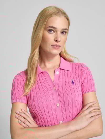 Polo Ralph Lauren Bluzka z dzianiny z wyhaftowanym logo Mocnoróżowy 3