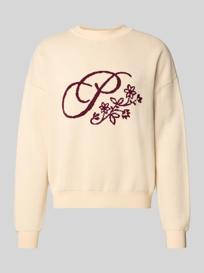 PROHIBITED Oversized Strickpullover mit gerippten Abschlüssen Ecru 2