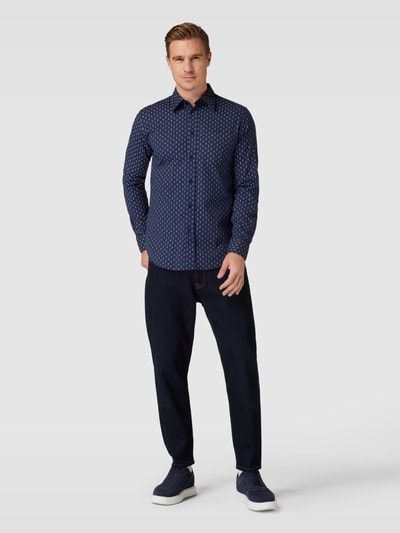 Esprit Collection Slim Fit Freizeithemd mit Allover-Muster Marine 1