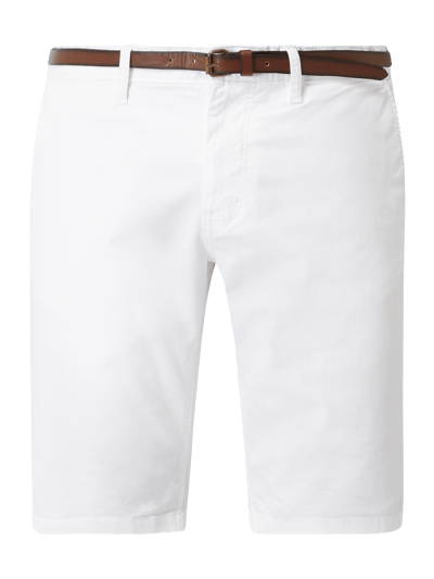 Tom Tailor Regular Slim Fit Chinoshorts mit Gürtel Weiss 2