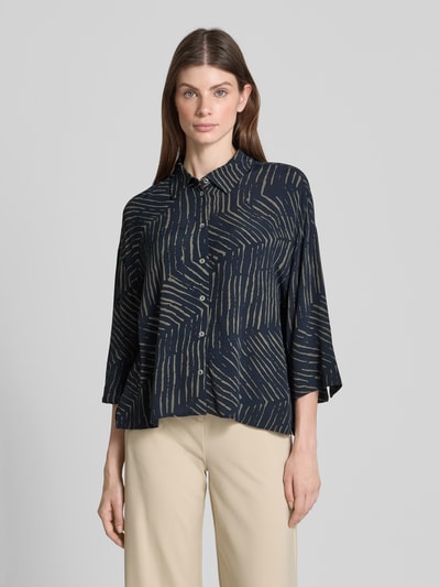 OPUS Relaxed Fit Hemdbluse aus Viskose Modell 'Fiana palm leaves' Dunkelblau 4