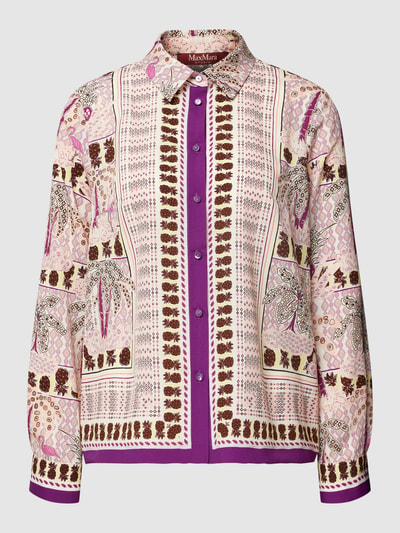 Max Mara Studio Overhemdblouse met all-over motief, model 'ALFIO' Ecru - 2