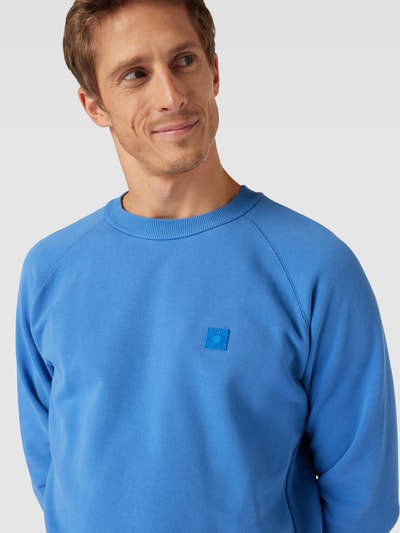 Thinking Mu Sweatshirt met motiefpatch, model 'SOL' Lichtblauw - 3