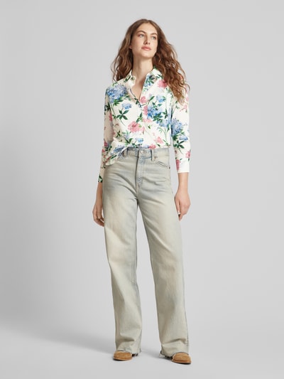 Rich & Royal Linnen blouse met bloemenmotief Offwhite - 1