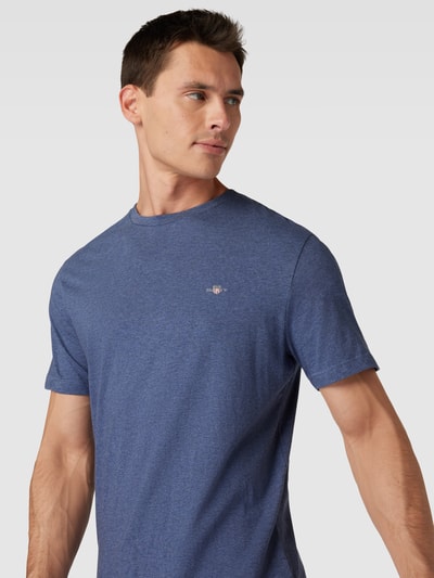 Gant T-Shirt mit Label-Stitching Jeansblau Melange 3