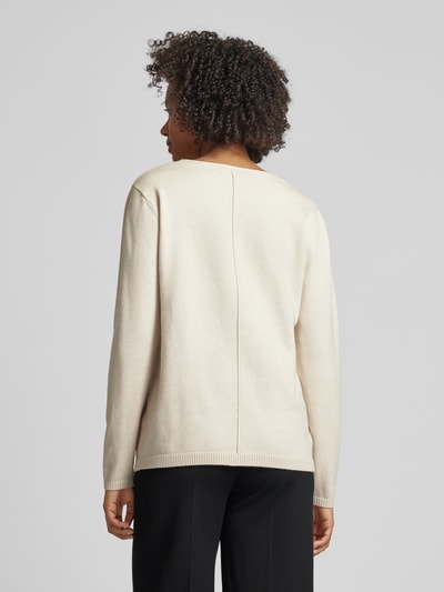 FREE/QUENT Gebreide pullover met V-hals, model 'Claura' Beige - 5