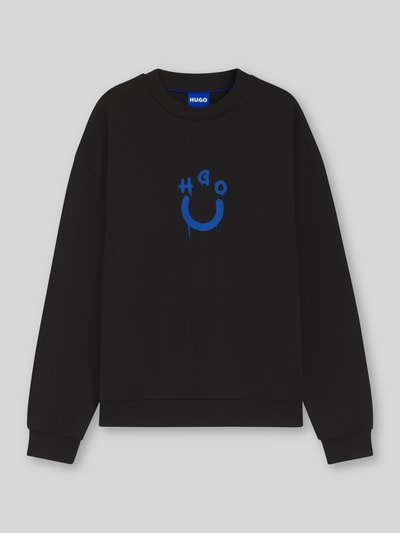 HUGO Blue Regular Fit Sweatshirt mit Happy Hugo Print Black 2