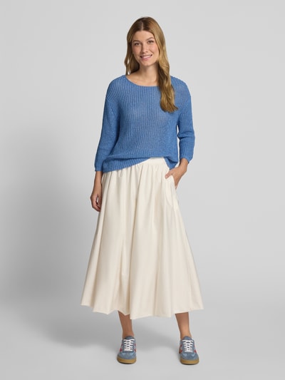 Oui Gebreide pullover met boothals Blauw - 1