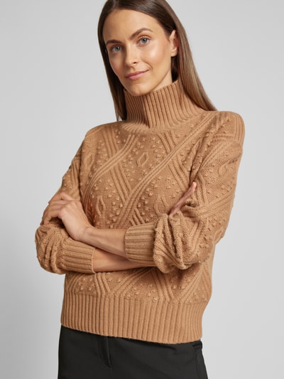 BOSS Strickpullover mit gerippten Abschlüssen Modell 'PANINO' Camel 3